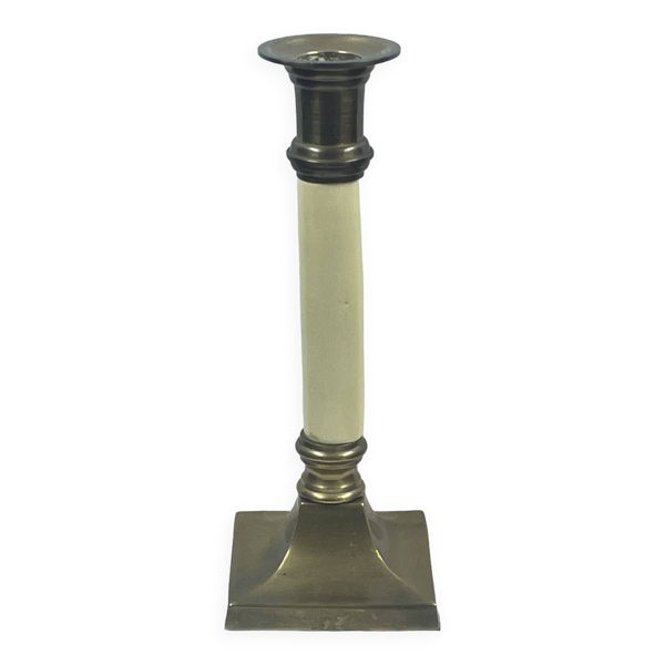 Bougeoir ancien en laiton dore 20 cm