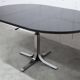 Round table rises and lowers Osvaldo Borsani black and chrome with extension