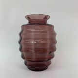 Vase Art déco Doyen en verre violet, années 1930