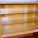 Elm wood highboard with display cabinet, 1960s
