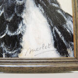 Oil on Wood Framed and Signed Henri Merlet : Coq Noir