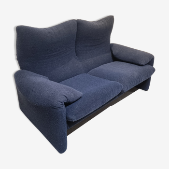 Blue boucle Maralunga Cassina two seater sofa