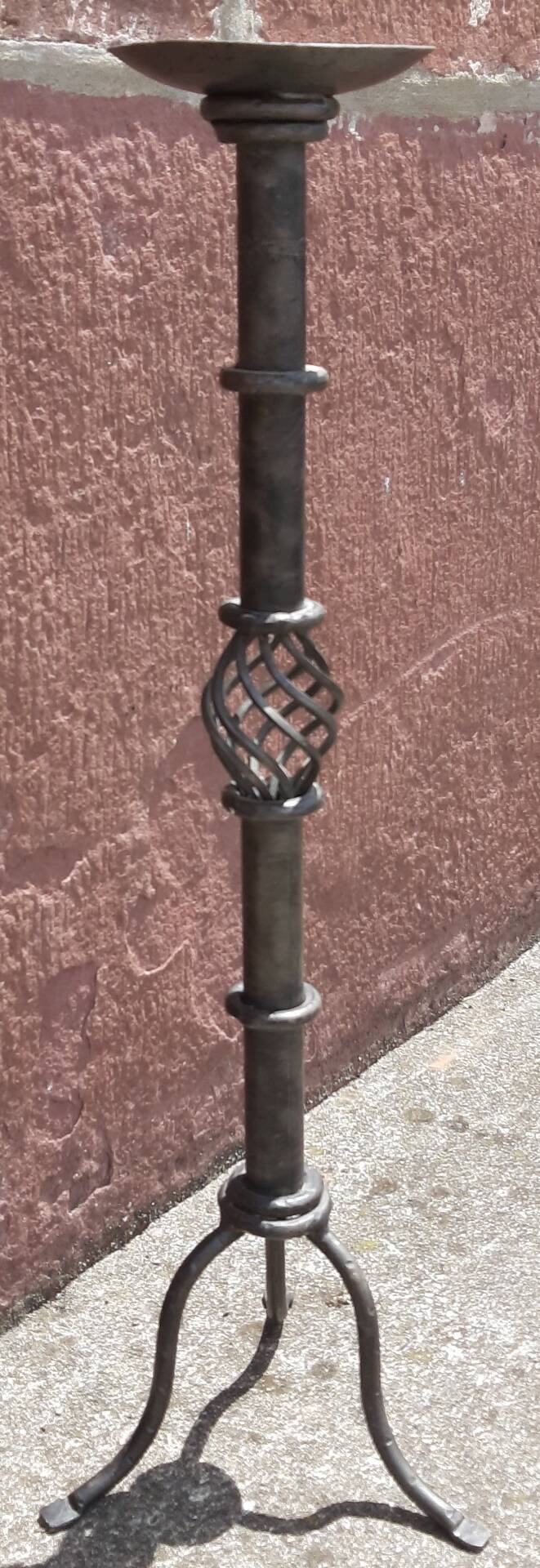 Candle holder or wrought iron candlestick (height 72 cm)