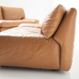 Bengodi vintage cognac leather sofas design Cini Boeri for arflex italy
