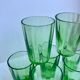 Set of 7 green glass liquor glasses 60s-70s