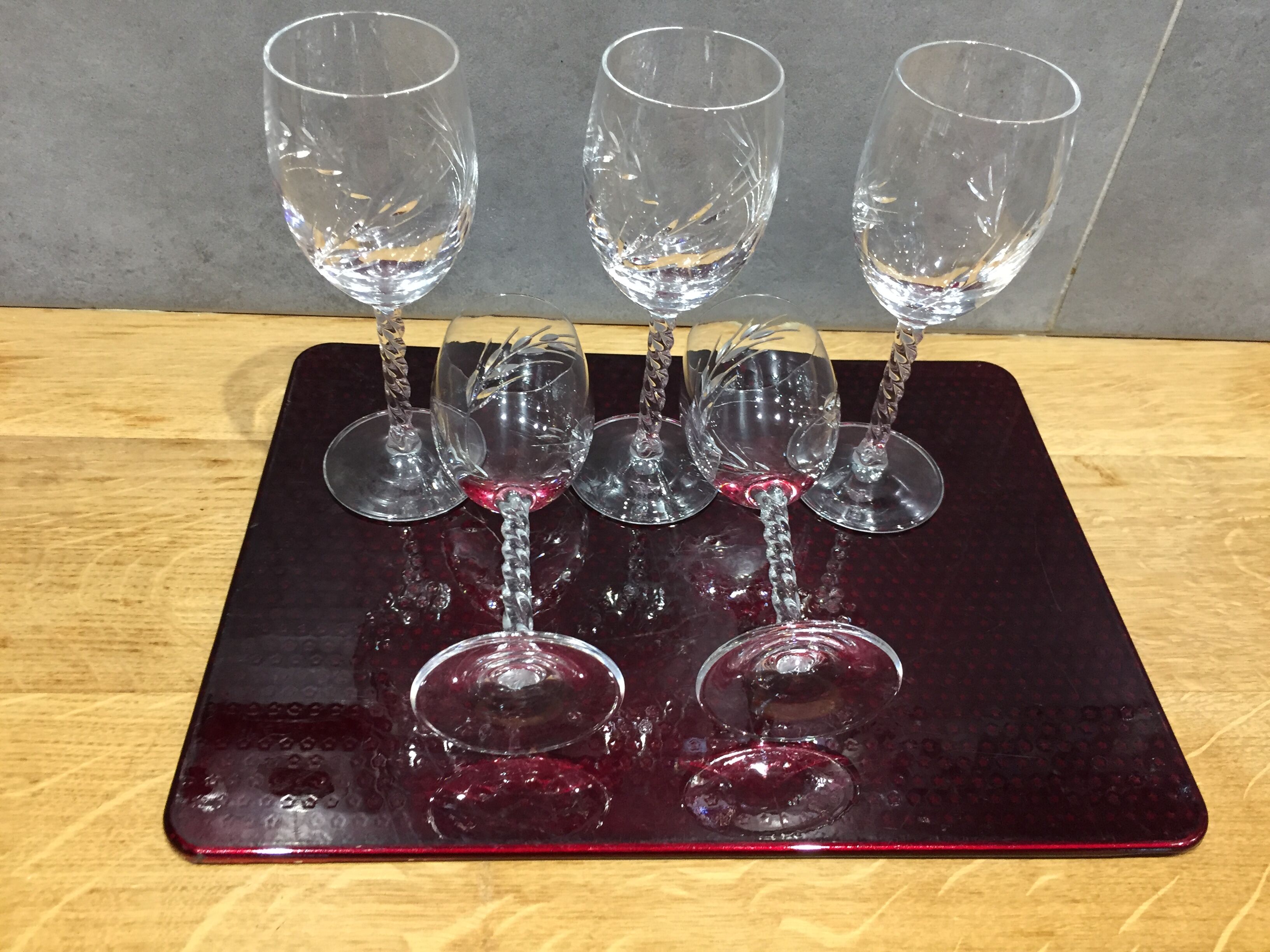 Series of glasses engraved in crystal wheat ears 5 glasses water and 5 glasses of wine