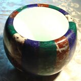 Large decorative pot cover vase Tommaso Barbi, porcelain and brass