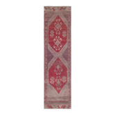 1970s Turkish Oushak Handmade Wool Cotton Red Runner Rug 81x275