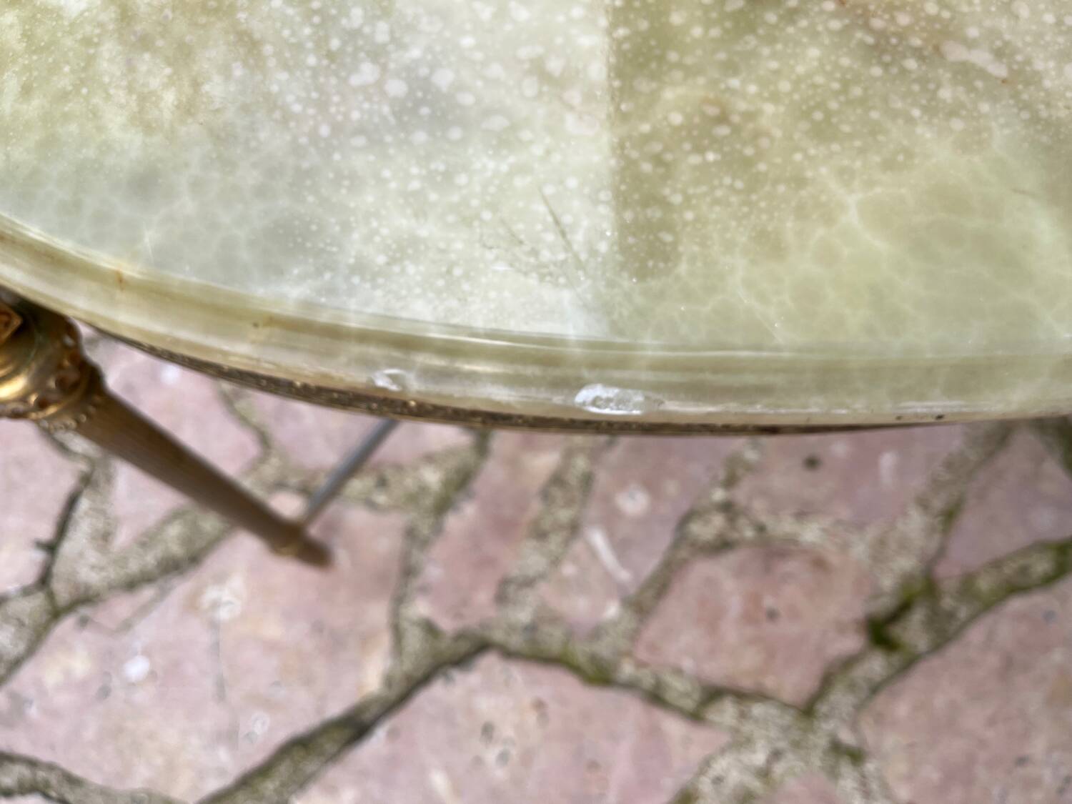 Bronze coffee table with marble top
