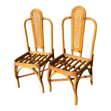Set of two cane and rattan chairs