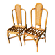 Lot de deux chaises cannage et rotin