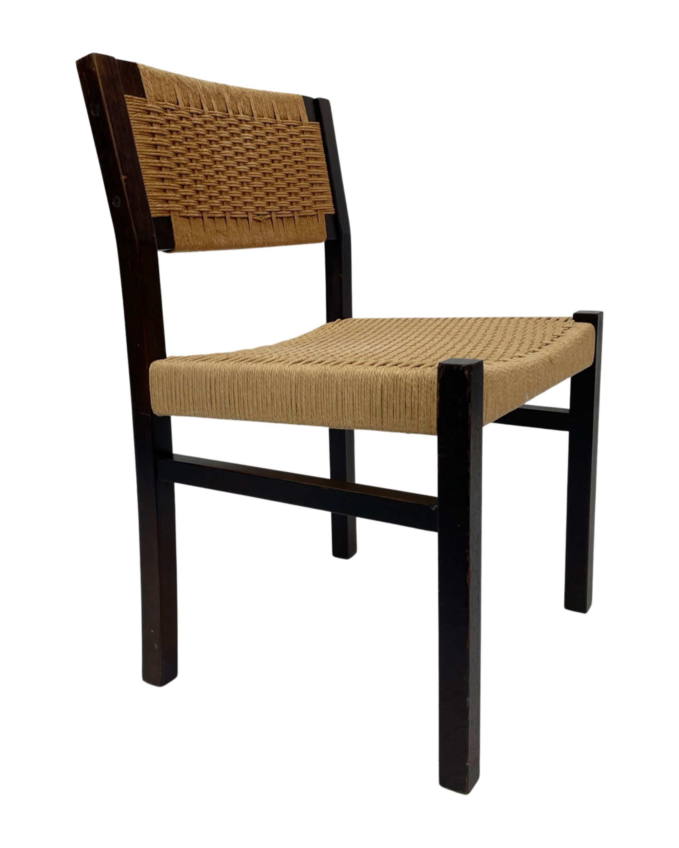 Vintage dining room chairs with papercord seat / 1970 design