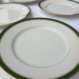 Set 6 porcelain plates Aux Lions de Faïence 1920 imperial green and gold