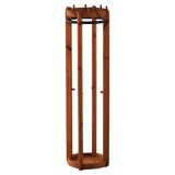 Modern Danish, brutalist round coat rack in solid pine, cylindrical shape, 1970s.