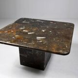 Table basse vintage en pierre fossilisée