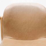 Kembo armchair in brown leatherette and beech