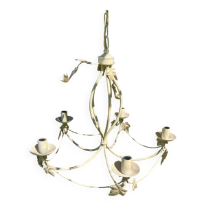 Lustre en métal patiné - feuillage