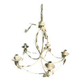Lustre en métal patiné style campagne – 5 bras – feuillage décoratif