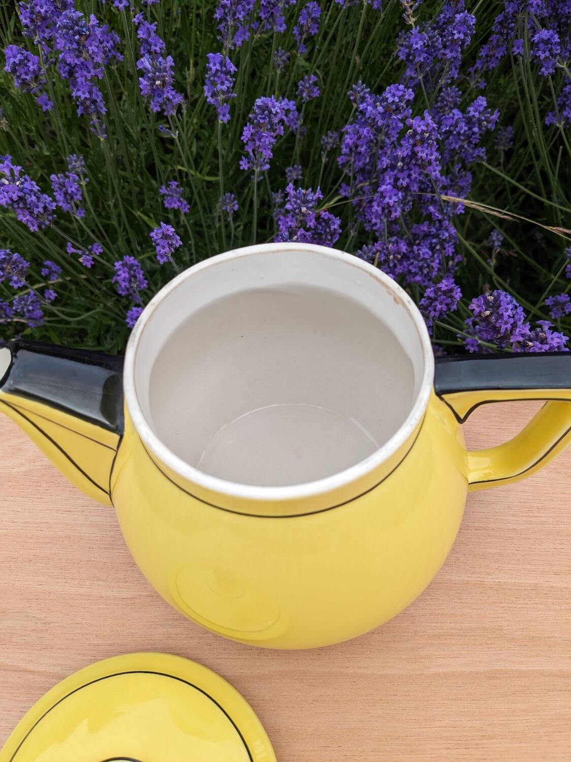 Yellow and black Art Deco style teapot / coffee maker