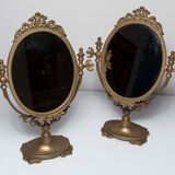Pair of brass table mirror  28x39cm