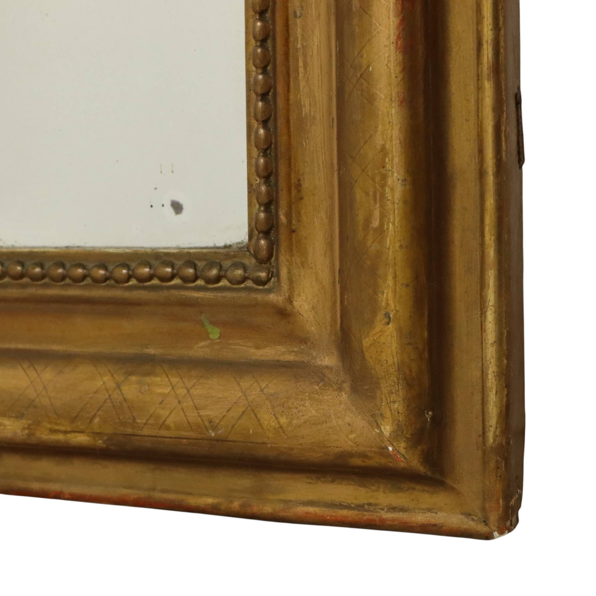 Miroir doré français Louis Philippe antique, fin du 19e siècle