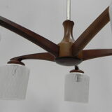 Suspension vintage avec 5 abat-jours en verre