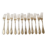 Ercuis 12 antique silver plated metal forks 1910
