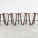 Mid century brutalist bar stools set of 5, 1960s