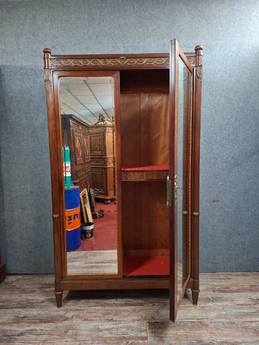 Mahogany and veneer wardrobe – Louis XVI style – Late 19th century