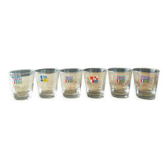 Set of 6 Mobil flags glasses