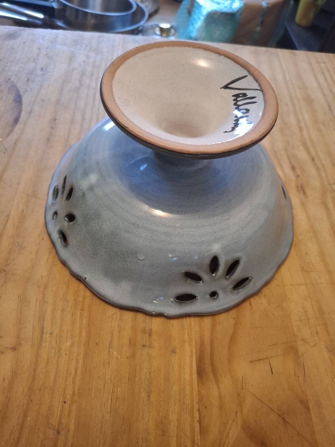 Ceramic Salad Bowl Vallauris thistle decoration