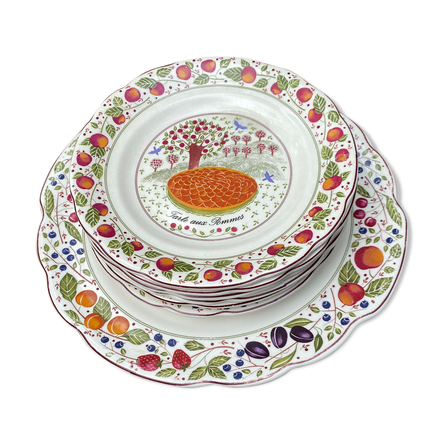 6 plates and 1 dish GIEN twentieth century