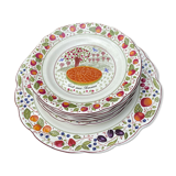 6 assiettes et 1 plat Gien XXe siècle