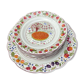 6 plates and 1 dish GIEN twentieth century