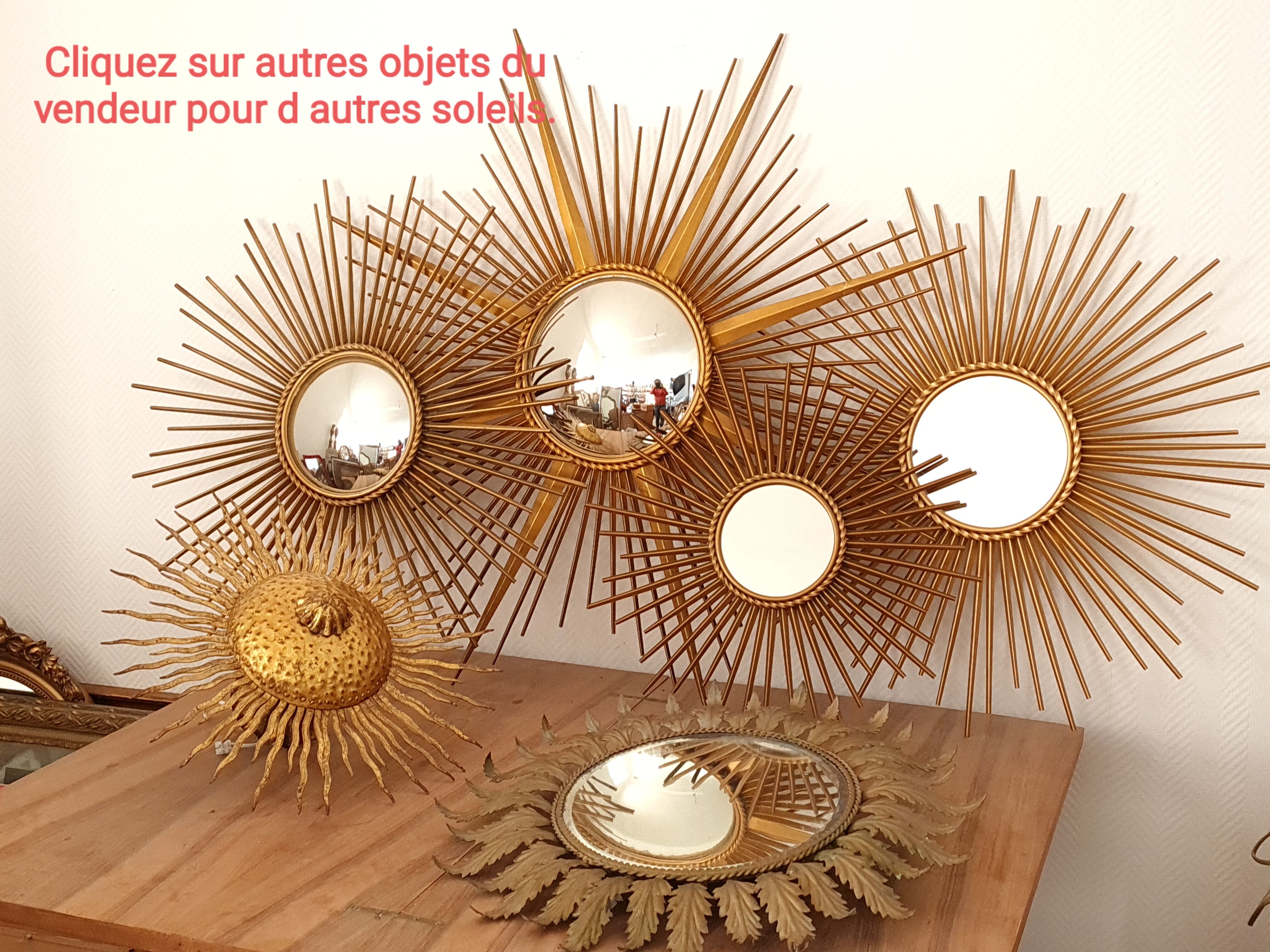 Mirror sun acanthus sheets vintage gold metal 50s