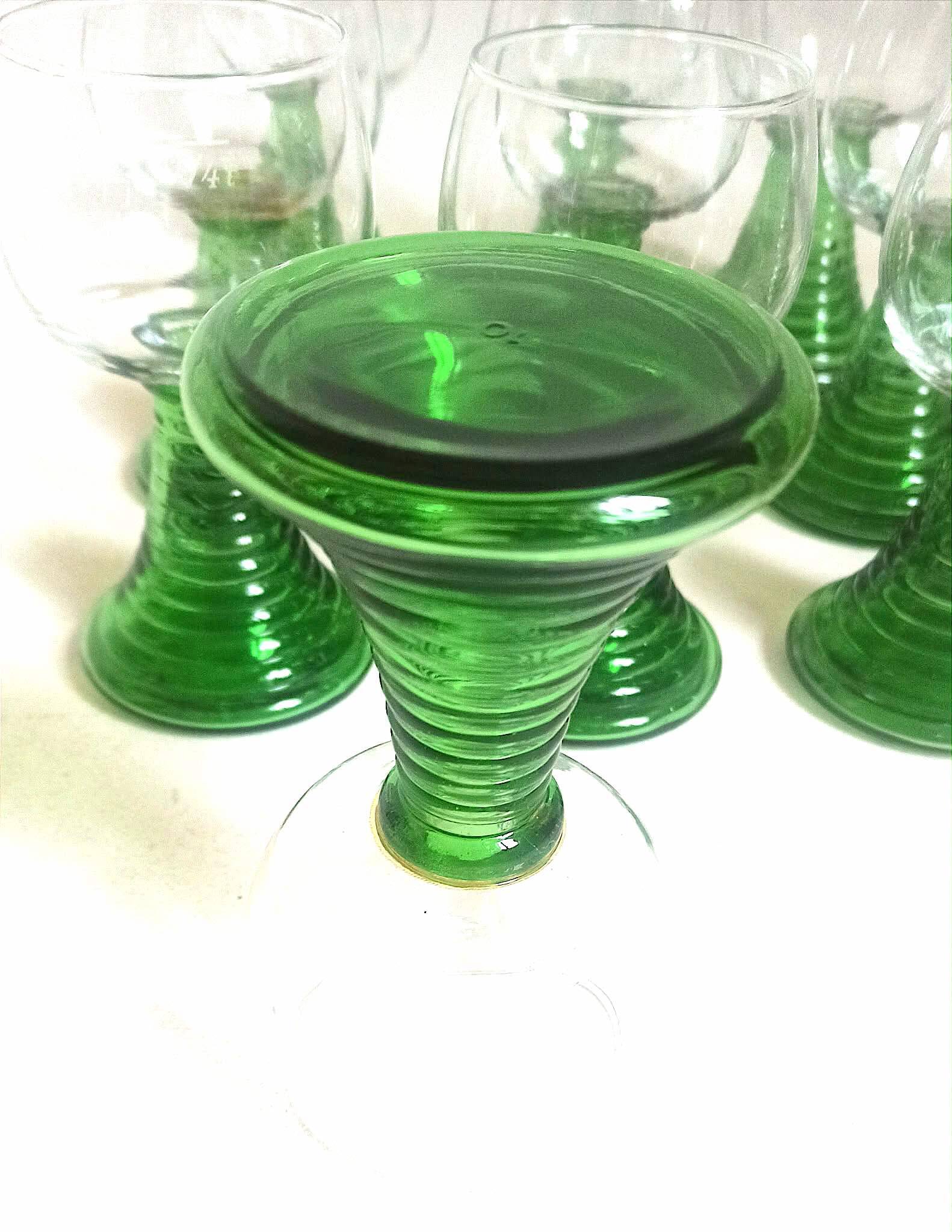 Set of 10 Alsatian Roemer glasses from the 1970s, height 16 cm.
