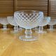 Set of 7 Glass Ice Cream Bowls Diamond Point France Vintage #E076