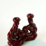 Large woven ceramic candle holder, Bordeaux, 1960