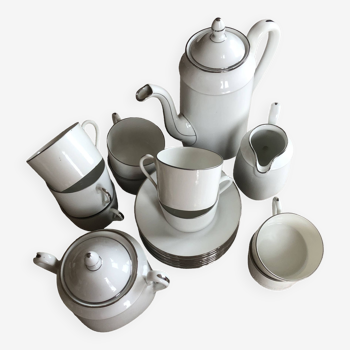 Limoge coffee service, silver fillet