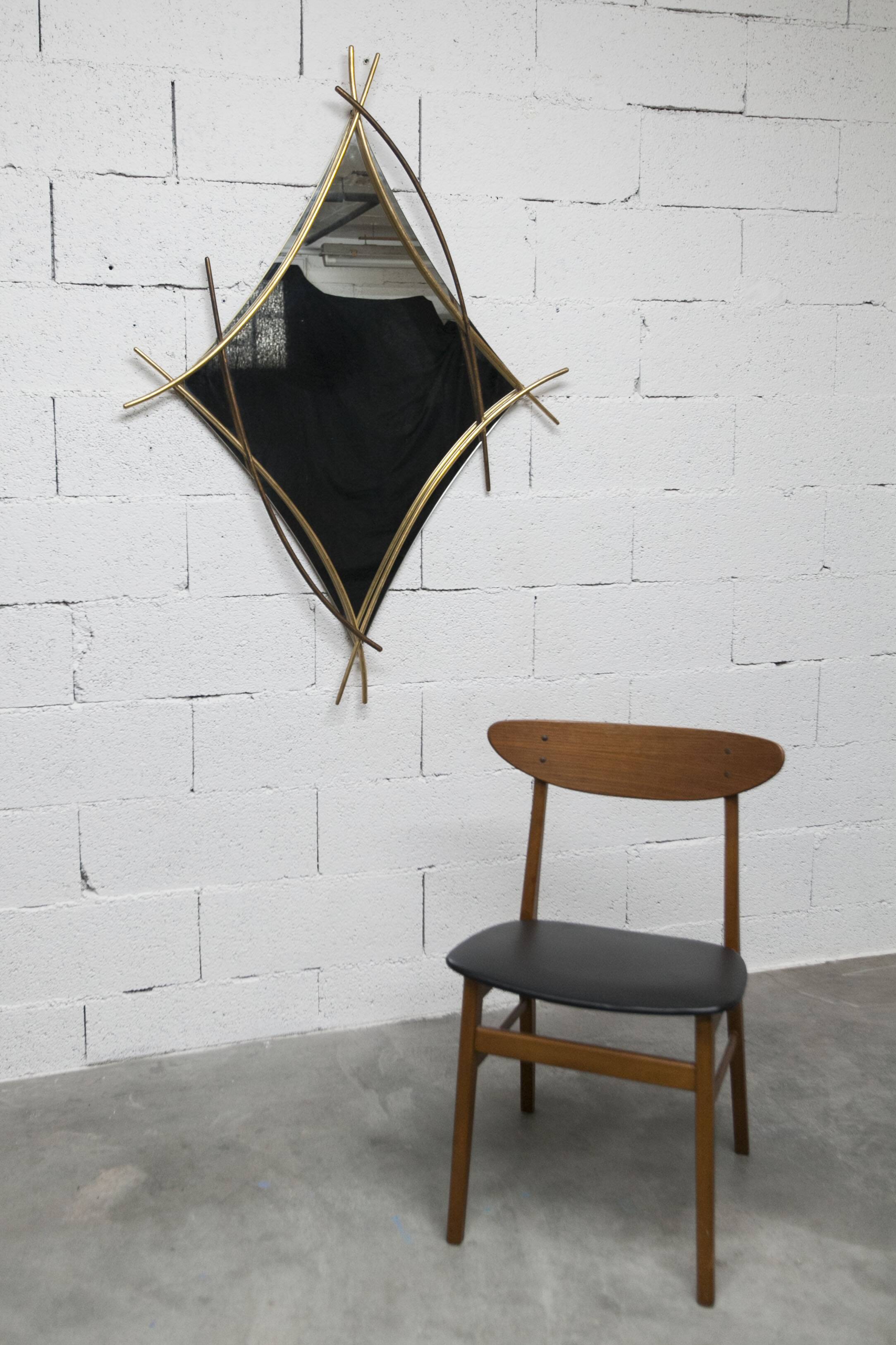 Sculptural mirror with two-tone gilded arches, France, 1970s, 95 x 133 cm