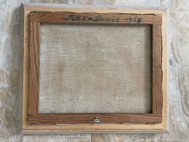 Oil on canvas painting "snow in Paris" signed Darvill 1958