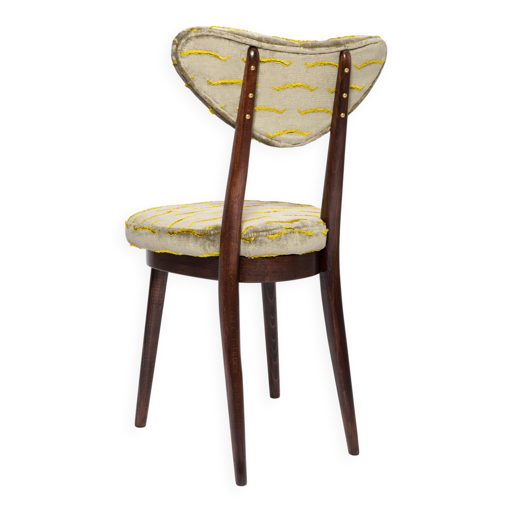 Heart-shaped mid-century chair in green velvet New Waves, Europe, 1960s