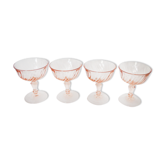 4 coupes a champagne verre rose rosaline