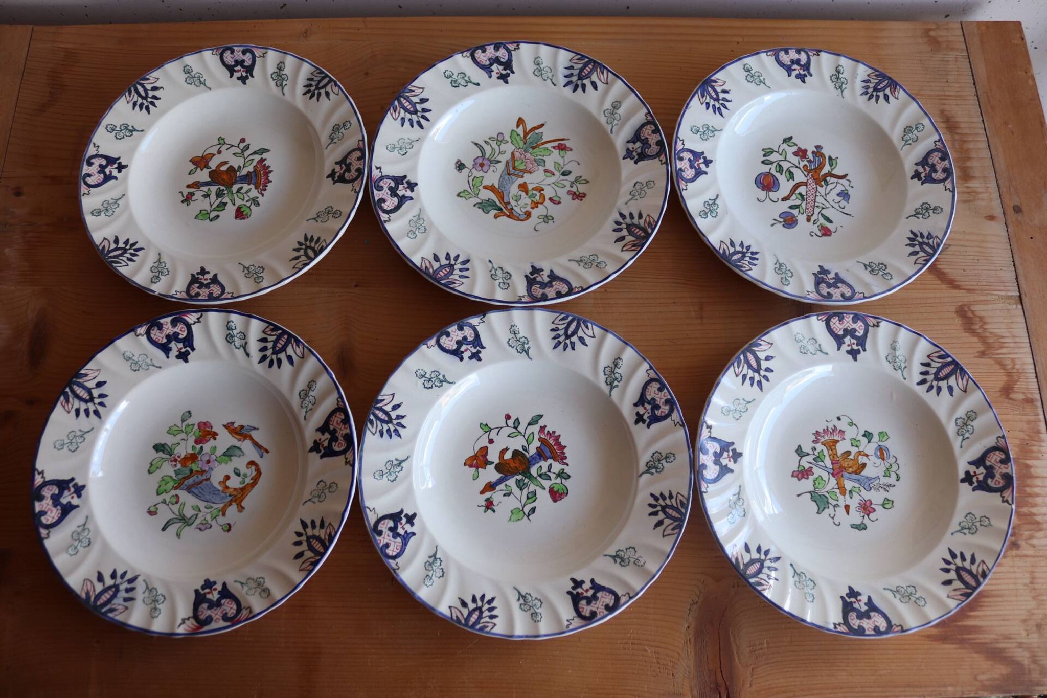 Set of 6 Longwy plates model Rouen