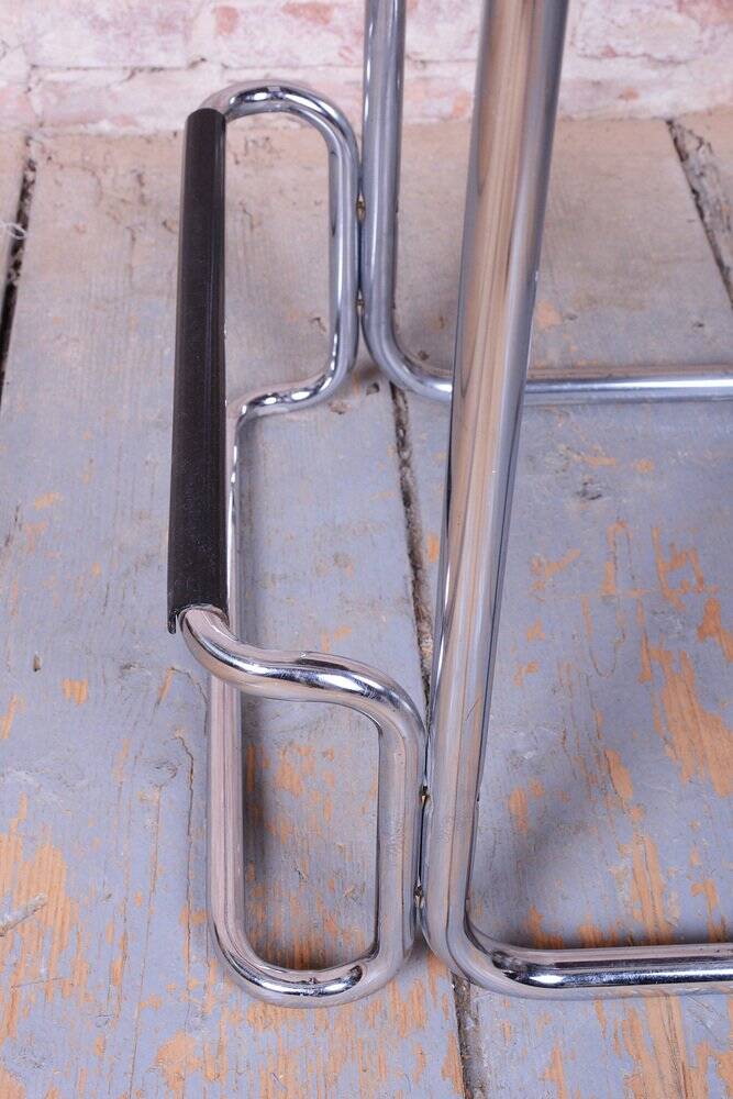 Bauhaus Bar Chair in Chromed Steel and Faux Leather, Germany, 1970s