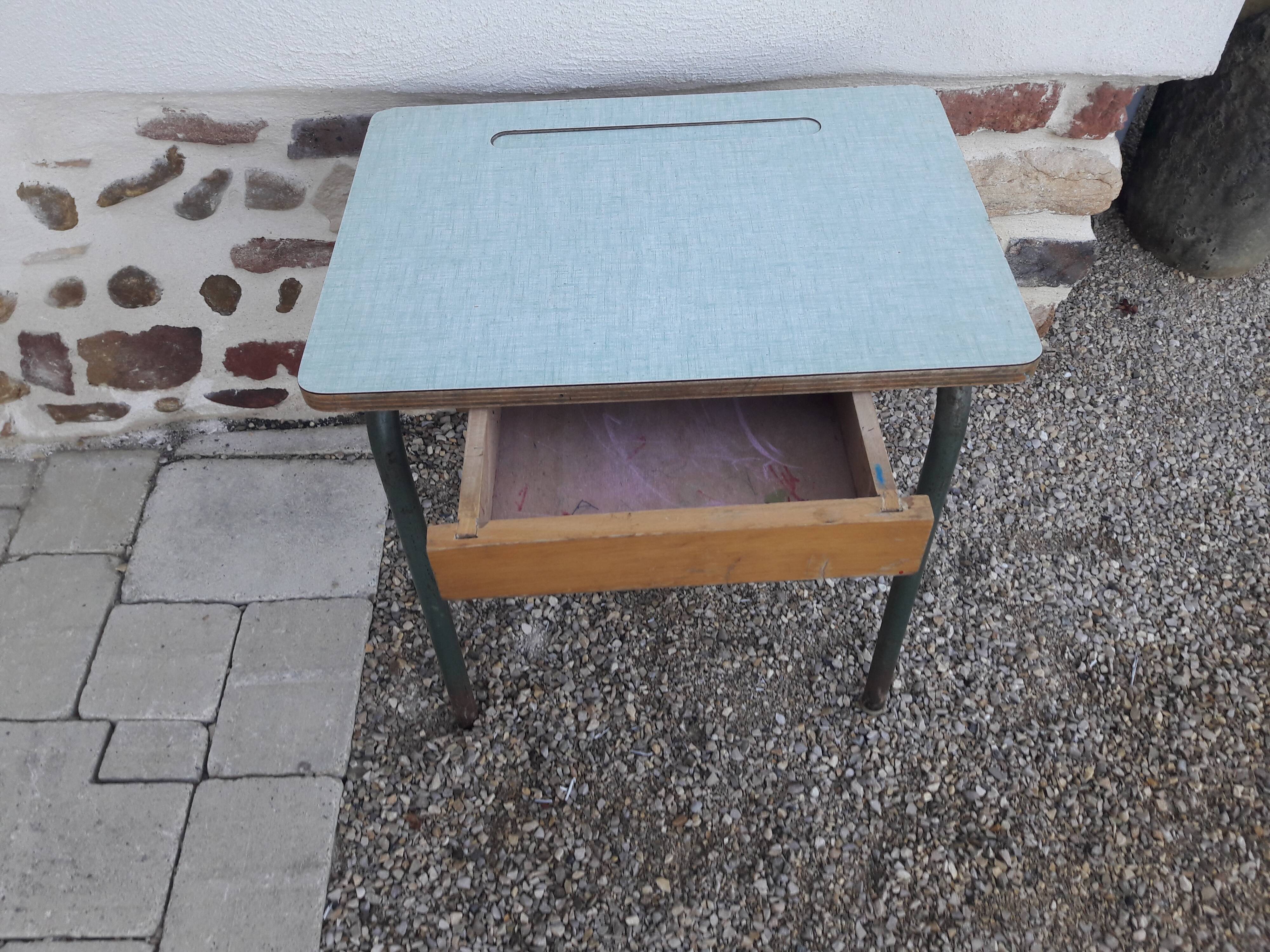 Formica school desk with chair