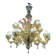 Impressive Venetian Chandelier in Mordoré, Blue and Pink Murano Glass, Ve