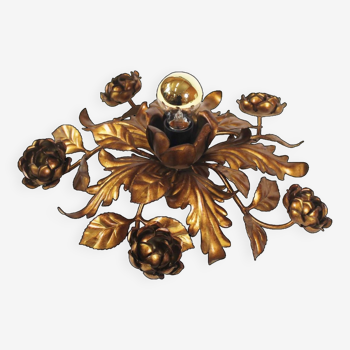 Plafonnier floral doré par Banci Firenze