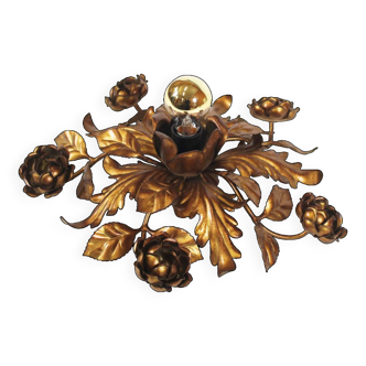 Wonderful gilded Floral flush mount light by Banci Firenze