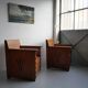 Paire de fauteuils bois et cannage